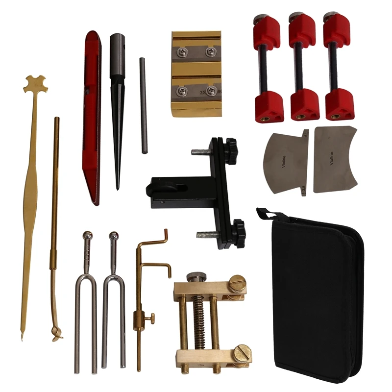 

17 Pcs Violin Sound Column Hook Clip Sound Column Ruler Fixture Abrasive Tool Tuning Fork Repair Violin Tool Bag Set