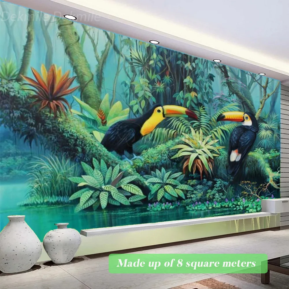 

Роскошные 3D Настенные обои с лесным Дятлом, фоновые обои для гостиной, телевизора, дивана, украшение для стен в джунглях
