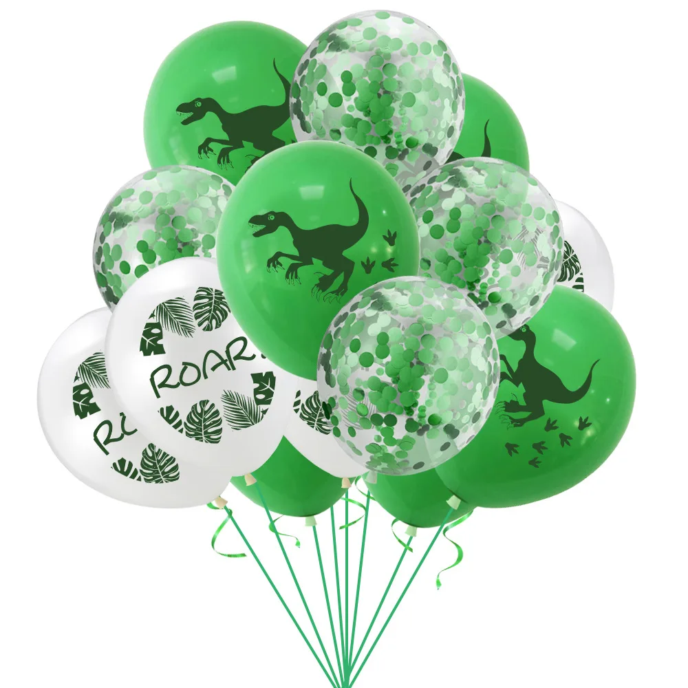 

10Pcs 12inch Dinosaur Confetti Latex Balloons Jungle Wild Animal Party Decorations Birthday Balloon Baby Shower Air Balls Globos