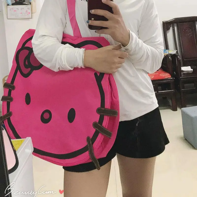 

Hello Kitty Sanrio Large Capacity Shoulder Bag Kawaii Cartoon Cute Kt Cat Waterproof Lightweight Storage Traveling Bag Gift