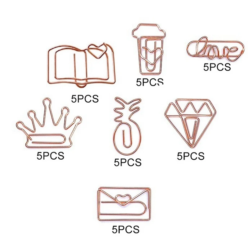 

35 Pcs Cute Paper Clips, Paper Clips in the Shape of a Love Diamond Crown-Funny Bookmark Marker Clip for Office School