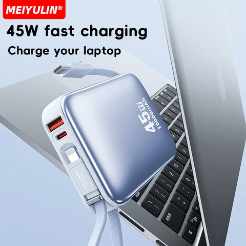 Для ноутбука 20000 мАч 45 Вт Power Bank Портативный 10000 мАч USB C кабель Быстрая зарядка мобильного внешнего аккумулятора для iPhone Samsung Xiaomi