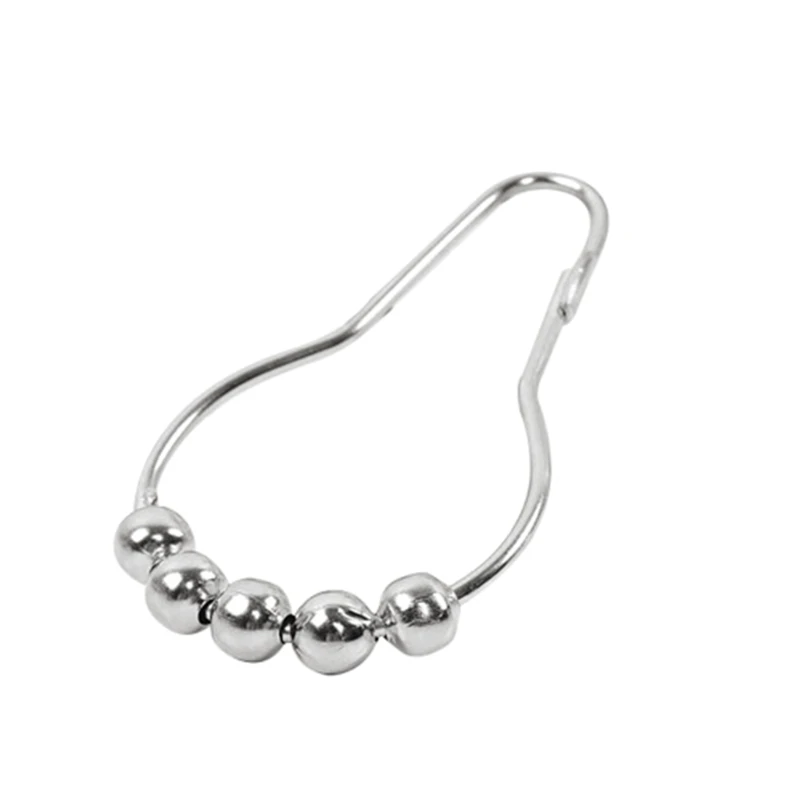 

12PCS Five-Bead Metal Curtain Hooks for Bathroom Rust-Resistant Shower Accessory 40JA