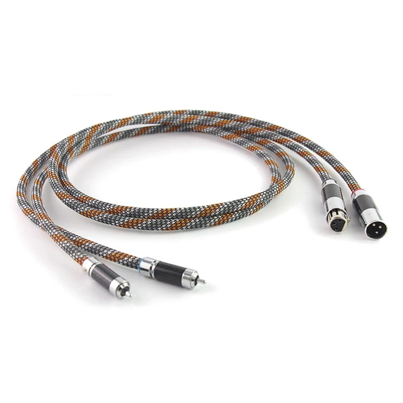 

Pair ST-48B Silver-Platedr OFC XLR to RCA Audio Hifi Interconnect Cable with Carbon Fiber Plug