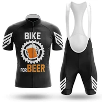 2022 team mens short sleeve cycling jersey with bib shorts summer black funny bike clothing suit