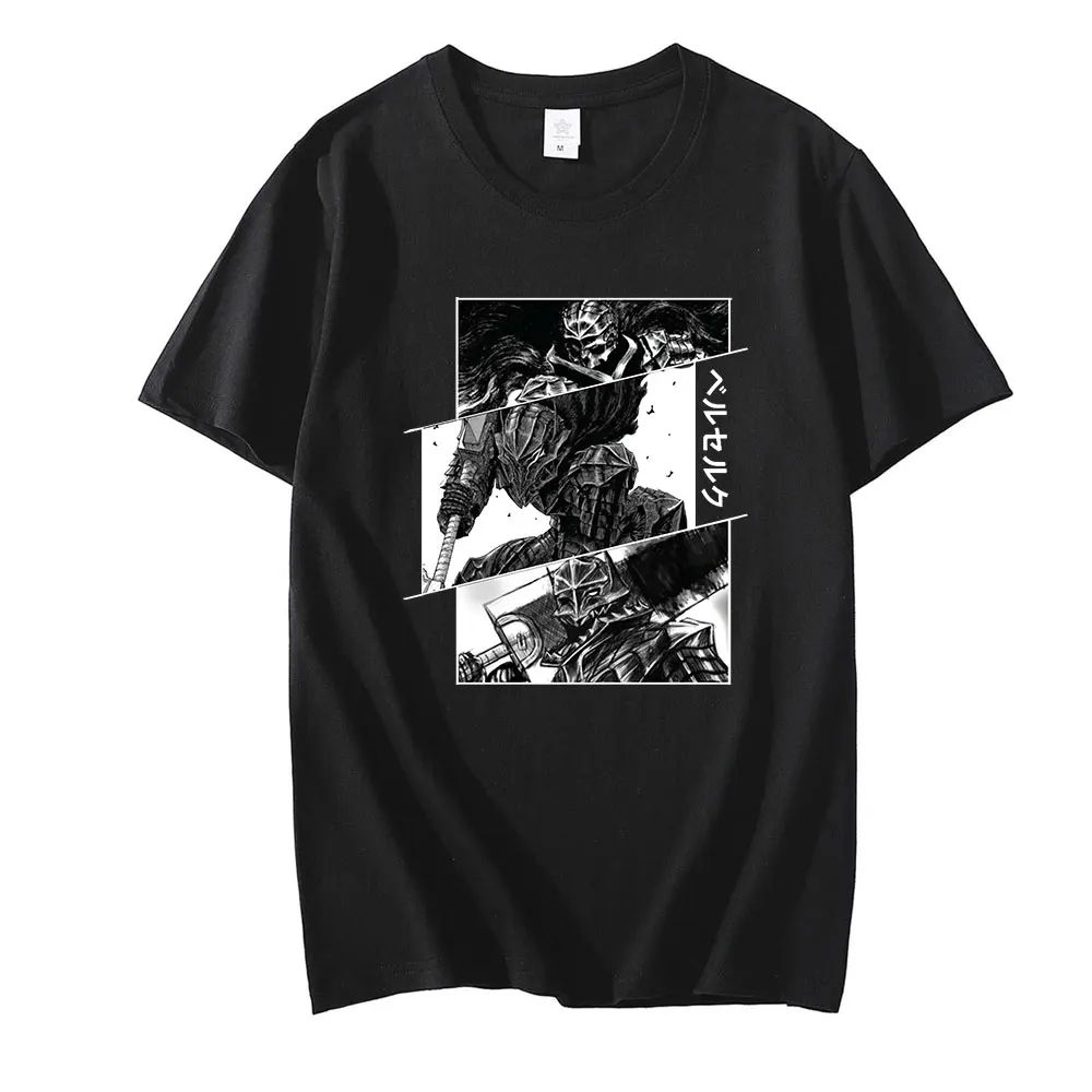 

Men's Summer Fashion Loose T-shirt Anime Berserk Guts Harajuku Short Sleeve O-neck Casual Hip Hop Street Harajuku Sports T-shirt