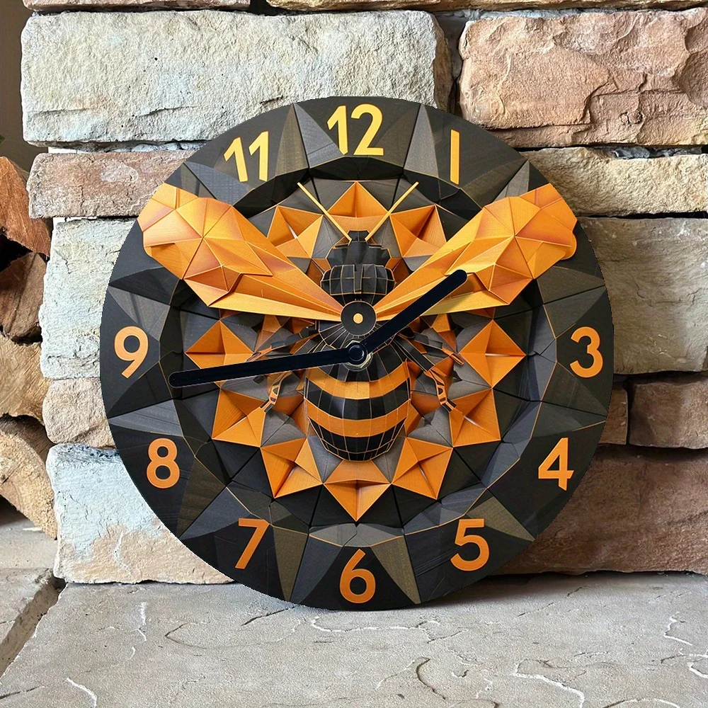 Бесшумные алюминиевые настенные часы с Пчелкой и сотами-идеально подходят для