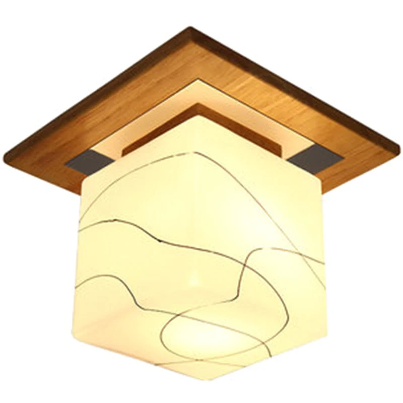

Modern LED Round Ceiling Light Fixtures For Living Room Bedroom Wood Glass Iron Home Loft Decor Square Ceiling Lamp Lights Room