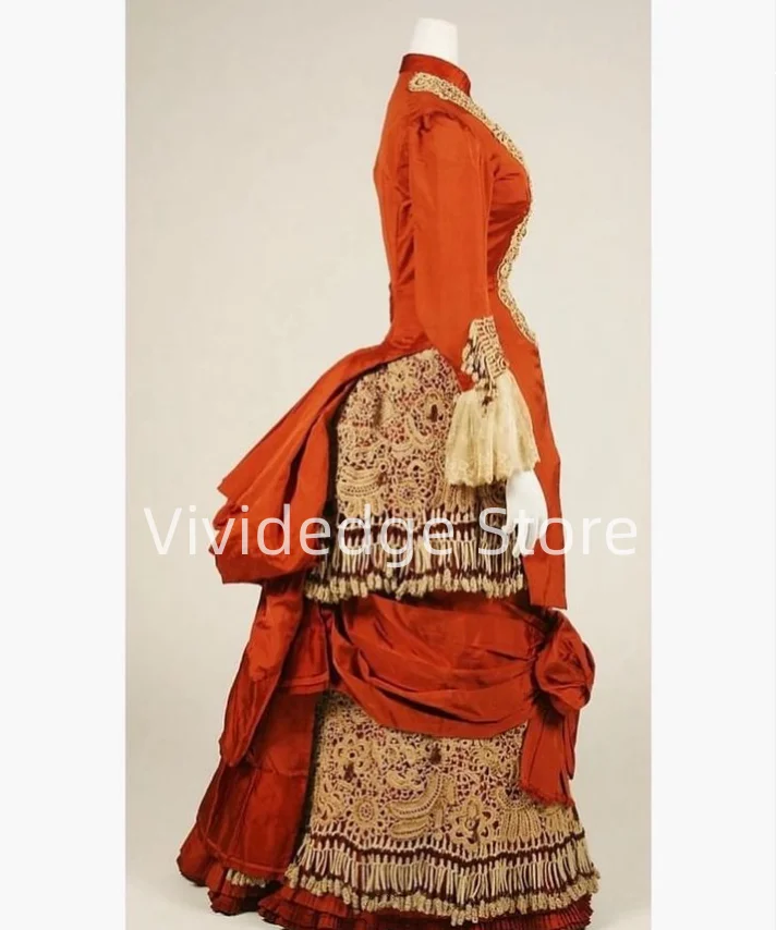 Винтажное платье для выпускного вечера с тыквой и золотой аппликацией 18th Century Robe A