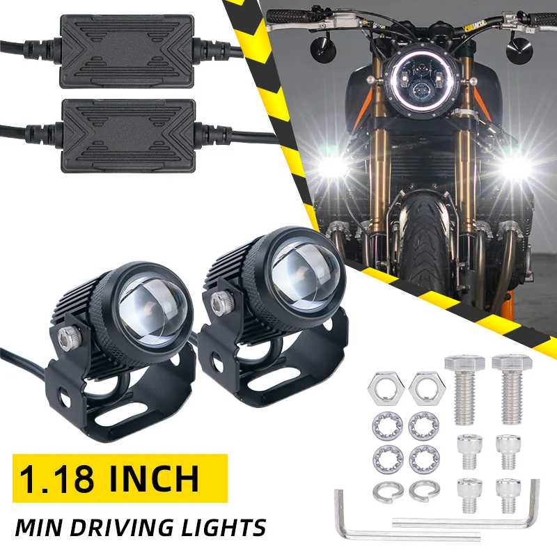 Светодиодные фары для мотоцикла мини-дальный фонарь универсальные двухцветные