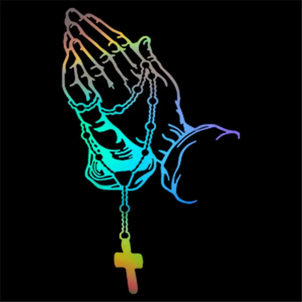 

Colorful Car Prayer Gesture Laser Sticker God Jesus Christ Fashion Auto Body Styling Decoration Stickers Rear Windshield Decal