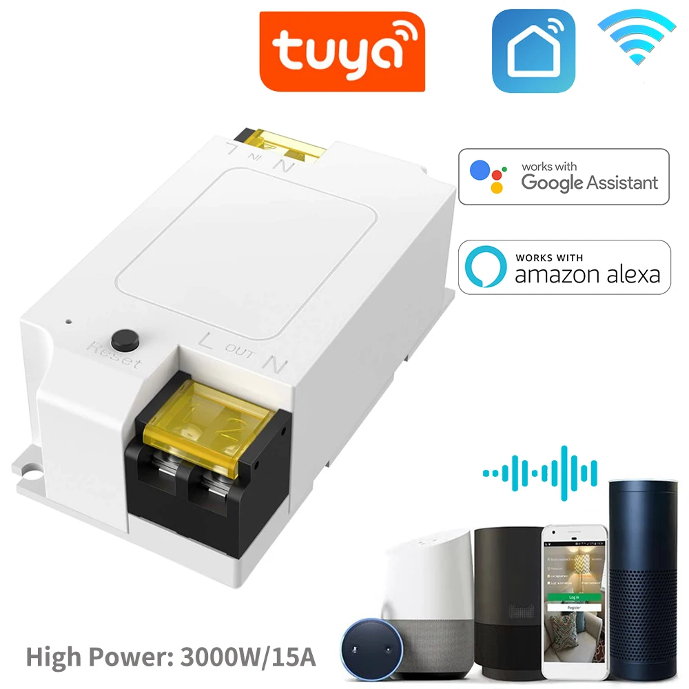 

DIY Tuya High Power Breaker Smart Light Switch Timer WiFi APP Remote Control For Alexa Google Home No Hub Required