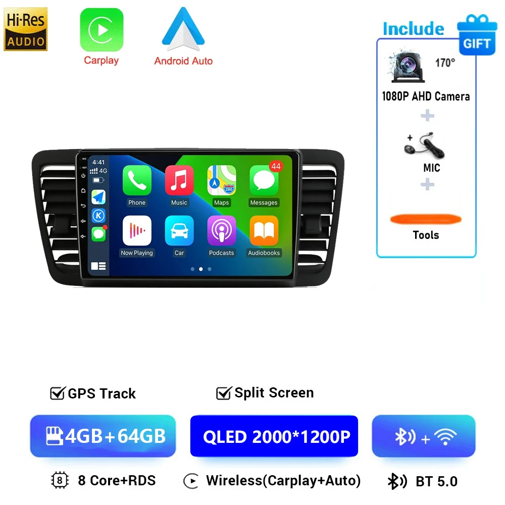 

Android 16 для Subaru Outback 3 Legacy 4 2003-2009 LHD 2K QLED Android Автомобильный радиоприемник Мультимедийный видеоплеер GPS Стерео CarPlay 4G