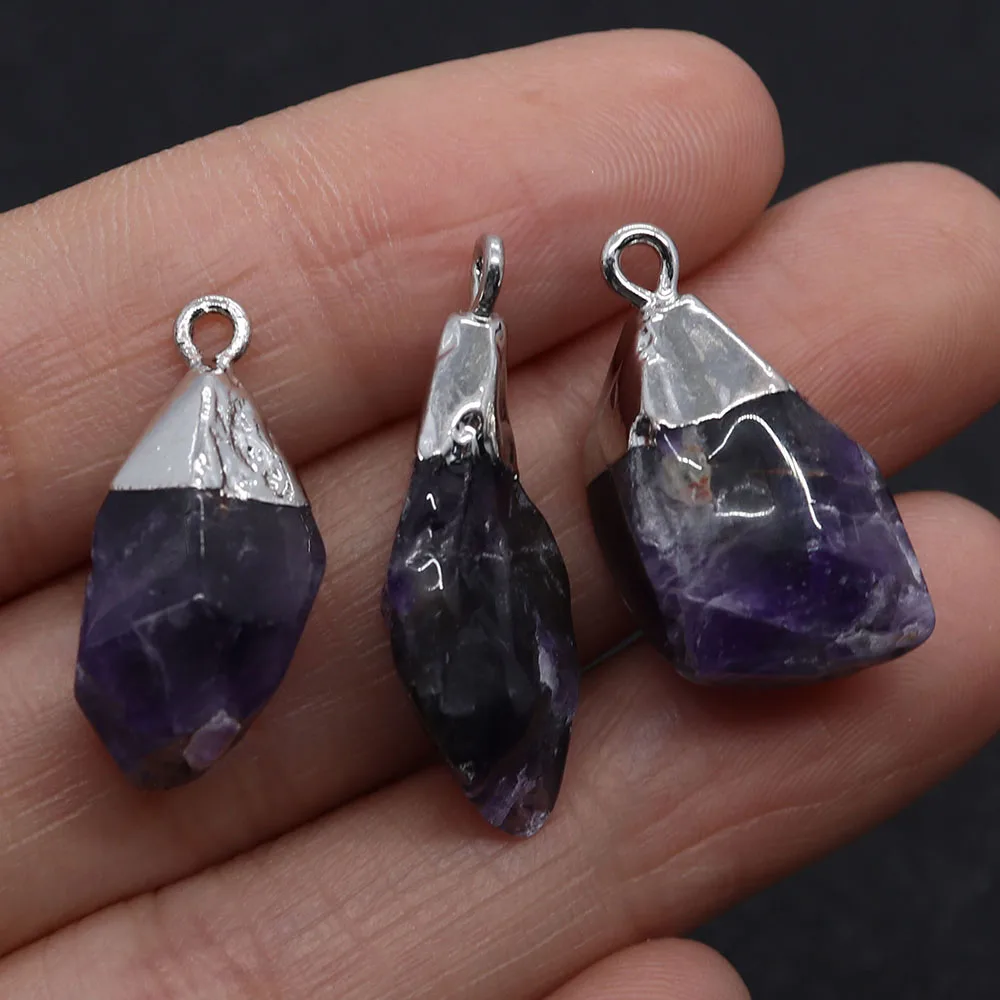

Natural Stone Irregular Shape 10-28mm Amethyst Pendant Exquisite Accessories DIY Making Earrings Necklace Accessories