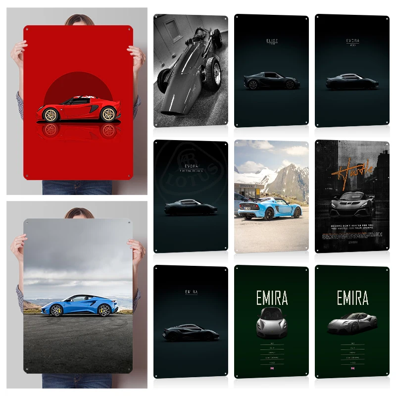 Фото Металлические постеры Lotus Cars: настенные винтажные таблички из жести с возможностью индивидуализации для фанатов, гаража, мансэйва, дома и декора комнаты №1