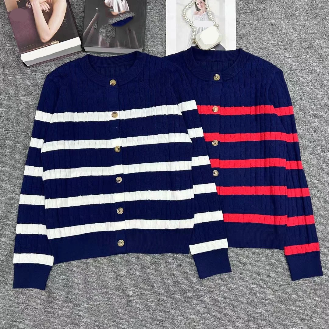 Женский вязаный кашемировый свитер в полоску с длинным рукавом