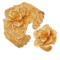 collare luxury wedding bracelets ring set women goldsilver color flower wedding bridal gift jewelry sets for women s111