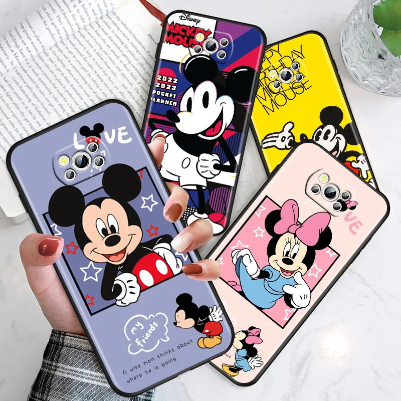

Disney Mickey Mouse Pretty For Xiaomi Poco M4 X4 X3 F3 GT NFC M3 C3 M2 F2 F1 X2 Pro Mi Mix3 Silicone Soft Black Phone Case Funda