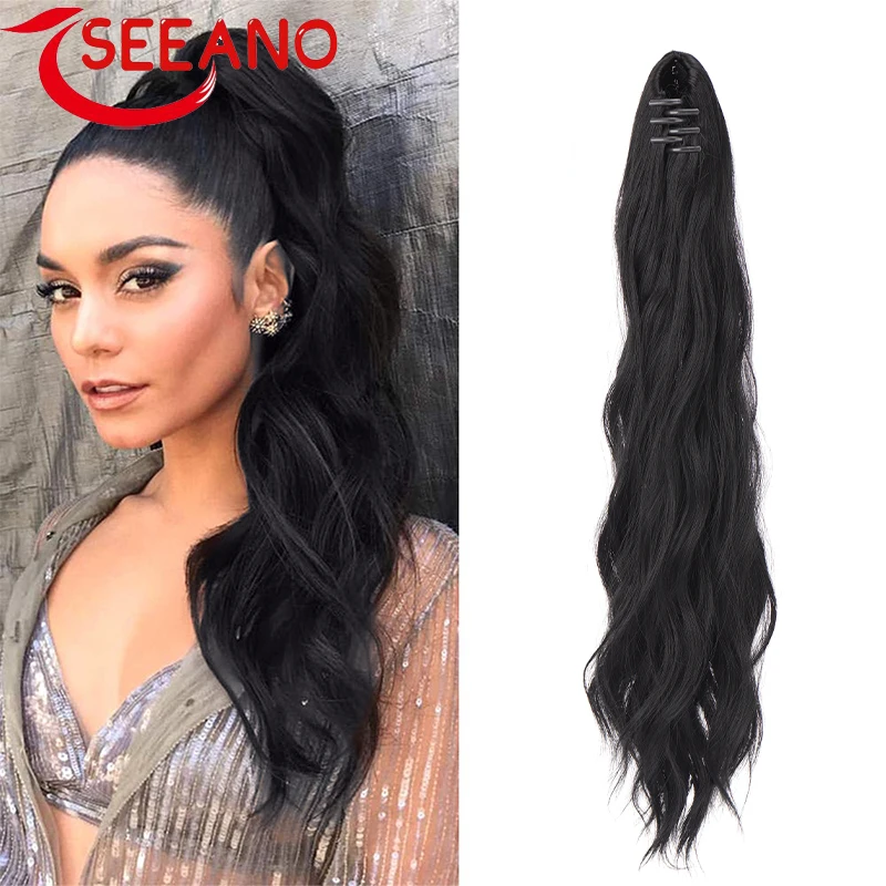 

SEEANO Synthetic 20inch Claw Clip On Ponytail Hair Extension Ponytail Extension Hair 20inch For Women Pony Tail Hair Hairpiece