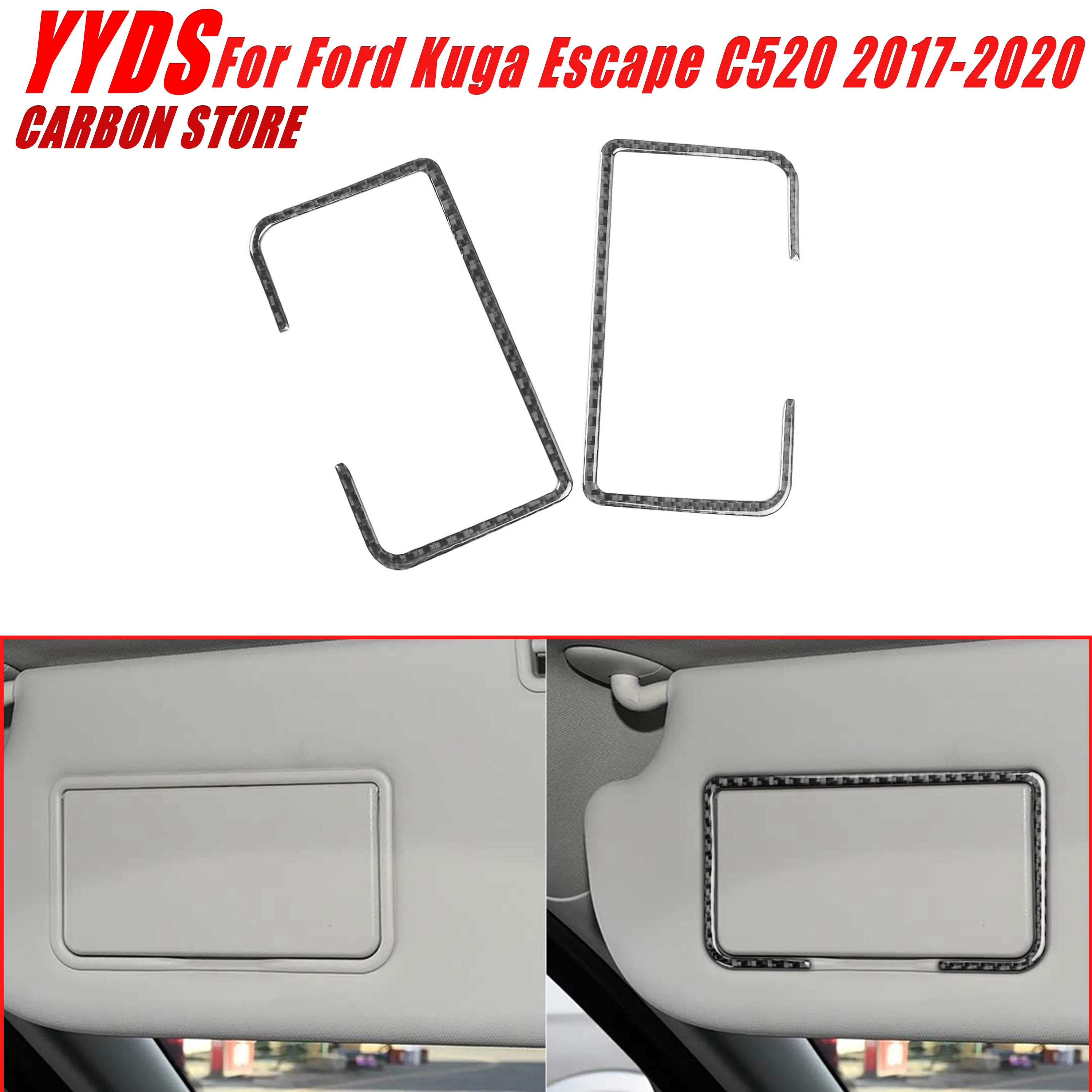 Фото Для Ford Kuga Escape C520 2017-2020: Накладки на зеркала салона из настоящего мягкого карбона, 2 шт. №1