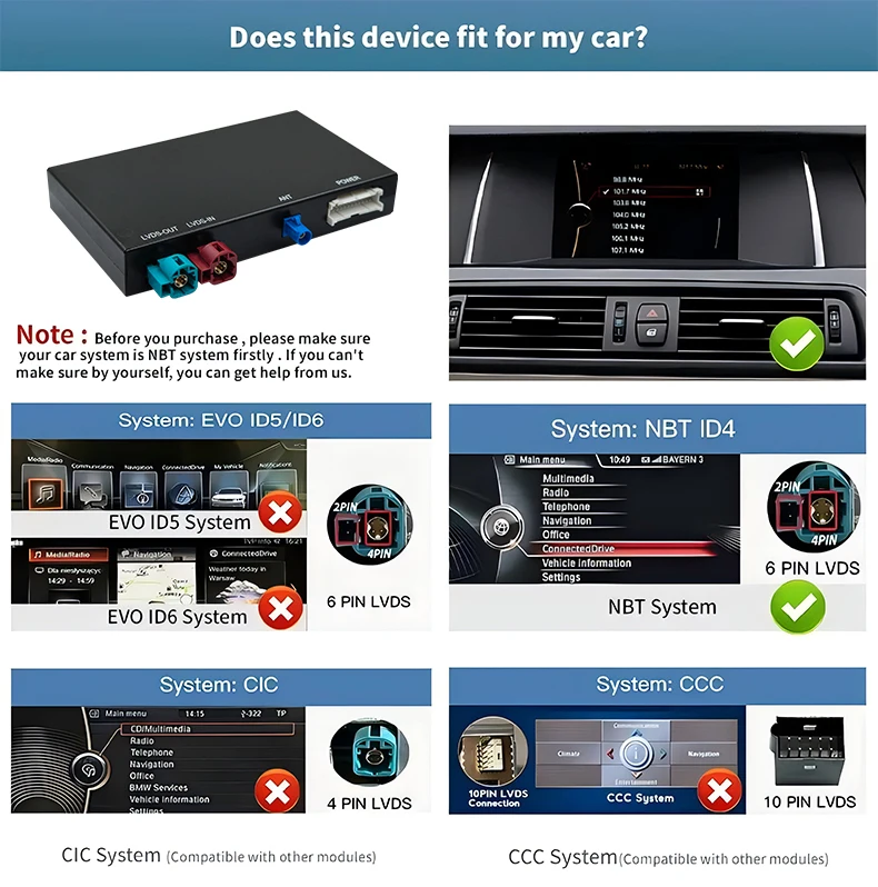 

Беспроводная система CarPlay Android AUTO для BMW NBT/CIC System 1, 2, 3, 4, 5, 6, 7 серии X1 X3 X4 X5 X6 MINI E60 E84 E70 F26 F25 F10 F11F20 F21