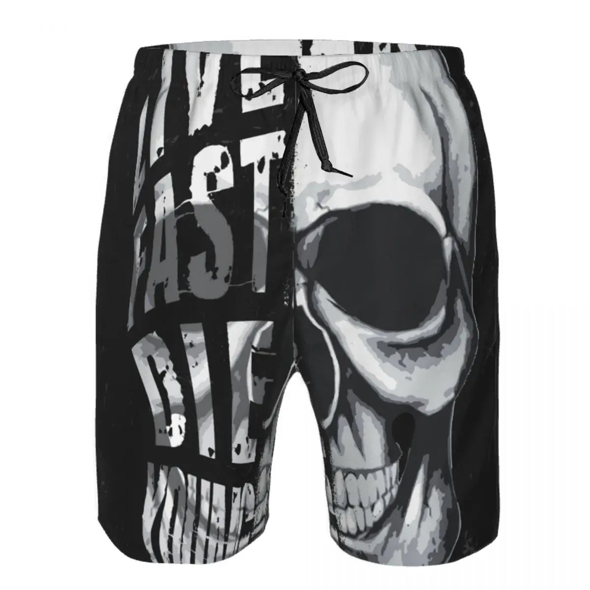 

Swimsuit Beach Quick Drying Trunks For Men Skull With Live Fast Die Young Swimwear Briefs Board Shorts Fast Dry Beachwear