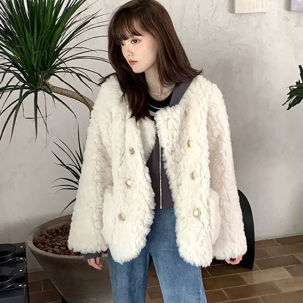 

Winter Coat For Women Fashion Faux Lamb Wool Jacket For Women's Thick Warm Hairy Casual Female Overcoats Manteau Femme Hiver