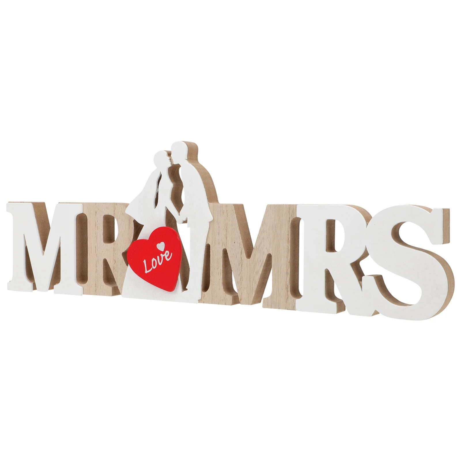 

1 Set of Mr&mrs Creative Wedding Prop Wooden Craft Made Letter Ornament for Decor