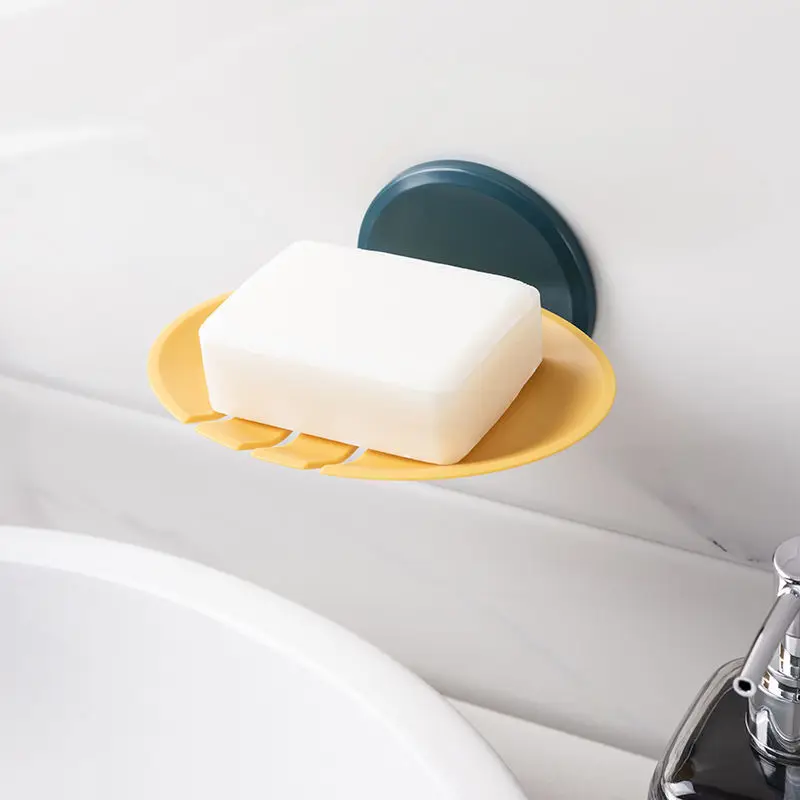 

1pc Soap Box Soap Holder Drain Rack Bathroom Washbasin Plastic Hole-free Wall-mounted Soap Dish Container Case