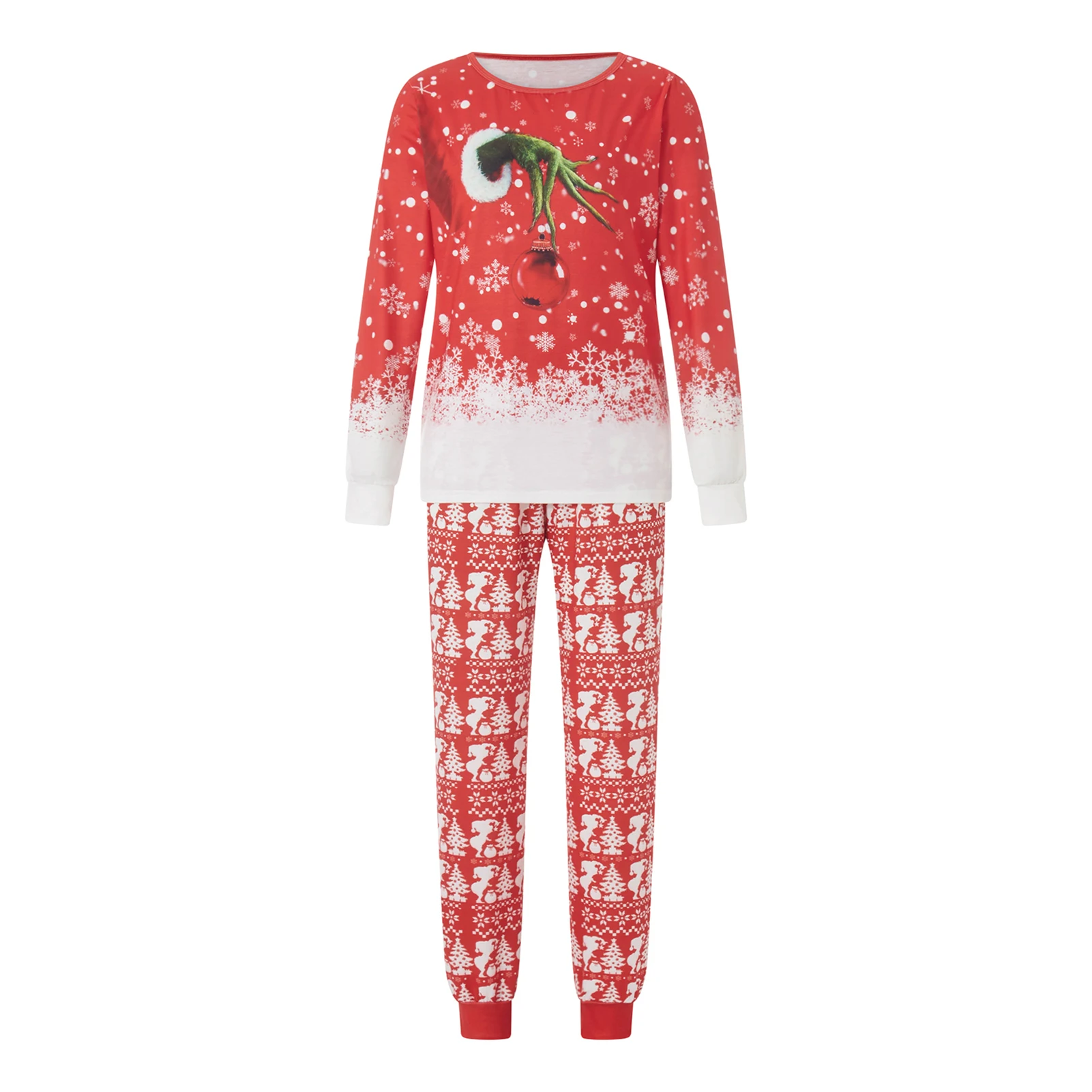 

Autumn Shirt Top Trousers Set Family Look Tops Pants Parenting Christmas Decoration Green Haired Monster Print Casual Daily Suit