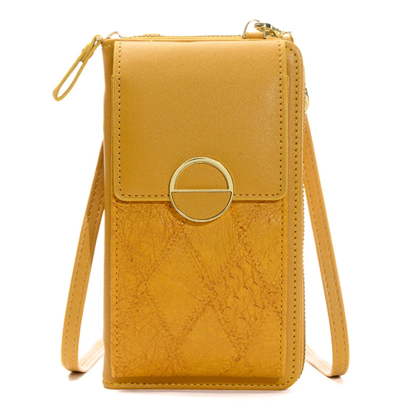 

Ladies Soft Leather Solid Color Handbags Female Cell Phone Pocket Interior Zipper Purse Women Large Capacity Single Shoulder Bag