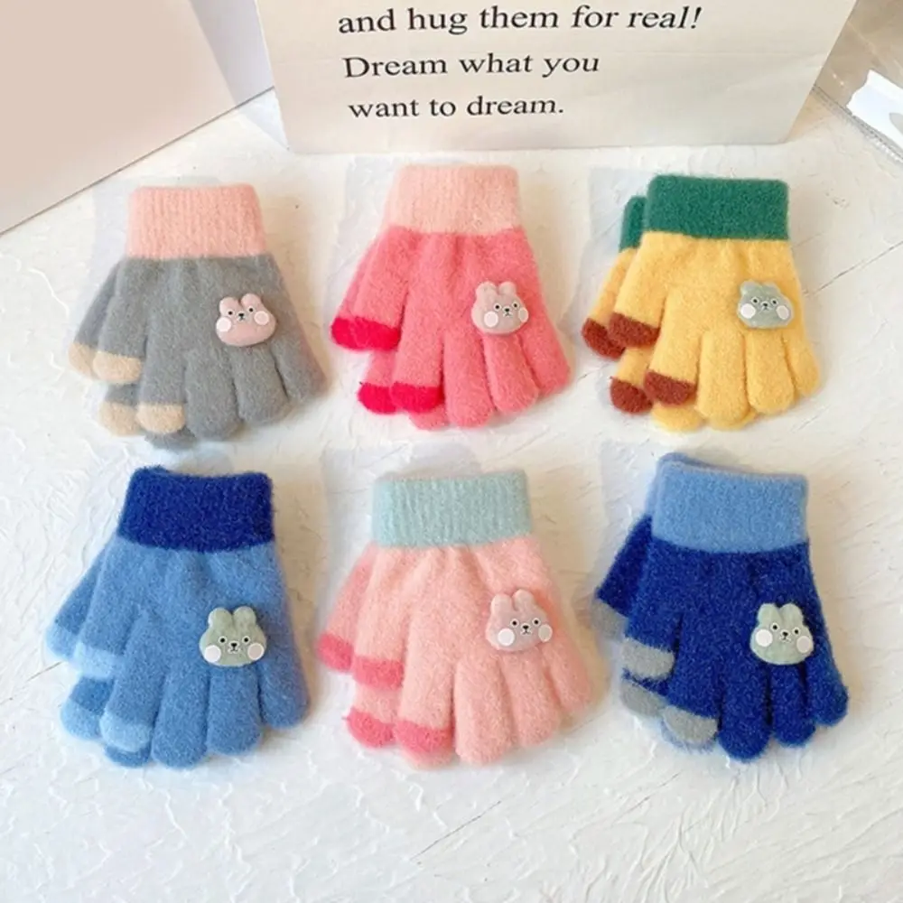 

0-3Years Baby Hand Gloves Thicken Mittens for Kids Cute Cartoon Gloves Boys Girls Winter Thick Warmer Knitted Mittens