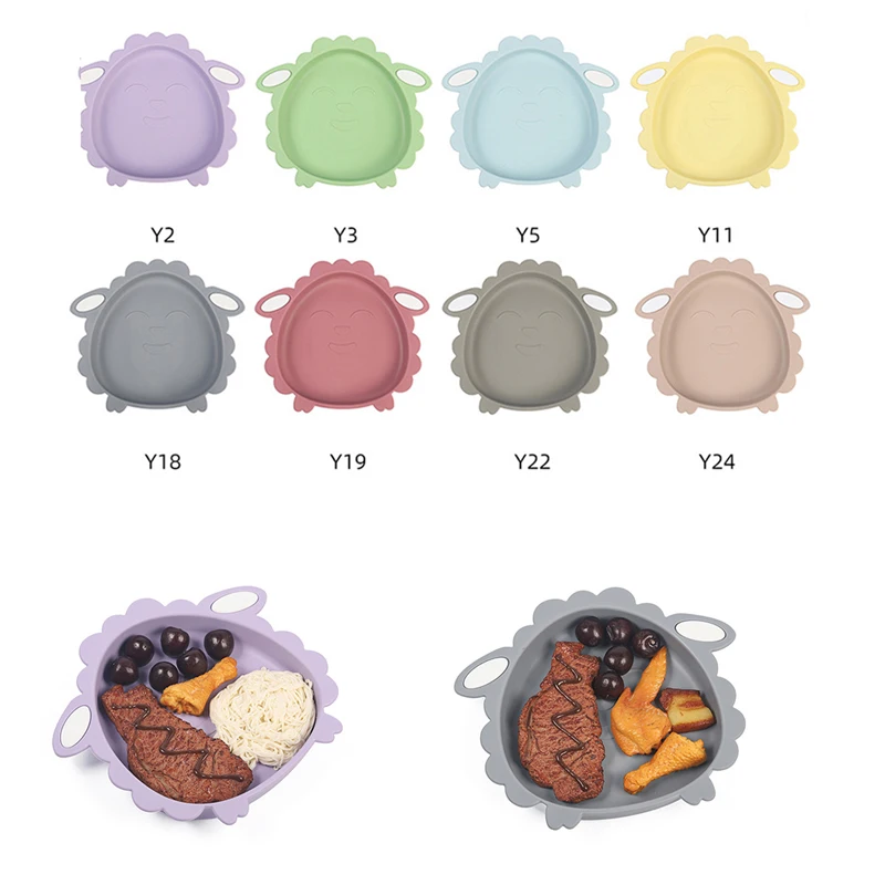 

Baby Safe Sucker Silicone Dining Plate Solid Cute Cartoon Children Dishes Suction Toddle Training Tableware Kids Feeding Bowls