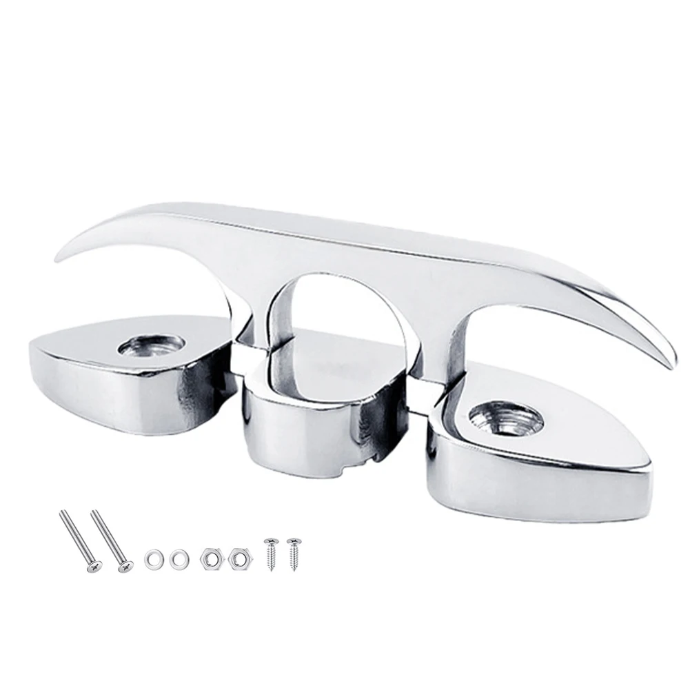 

Deck Flip Up Folding Cleat Hardware Easy Install Sailing Dock Accessories Boat Flush Stainless Steel Non Slip Mooring Rope