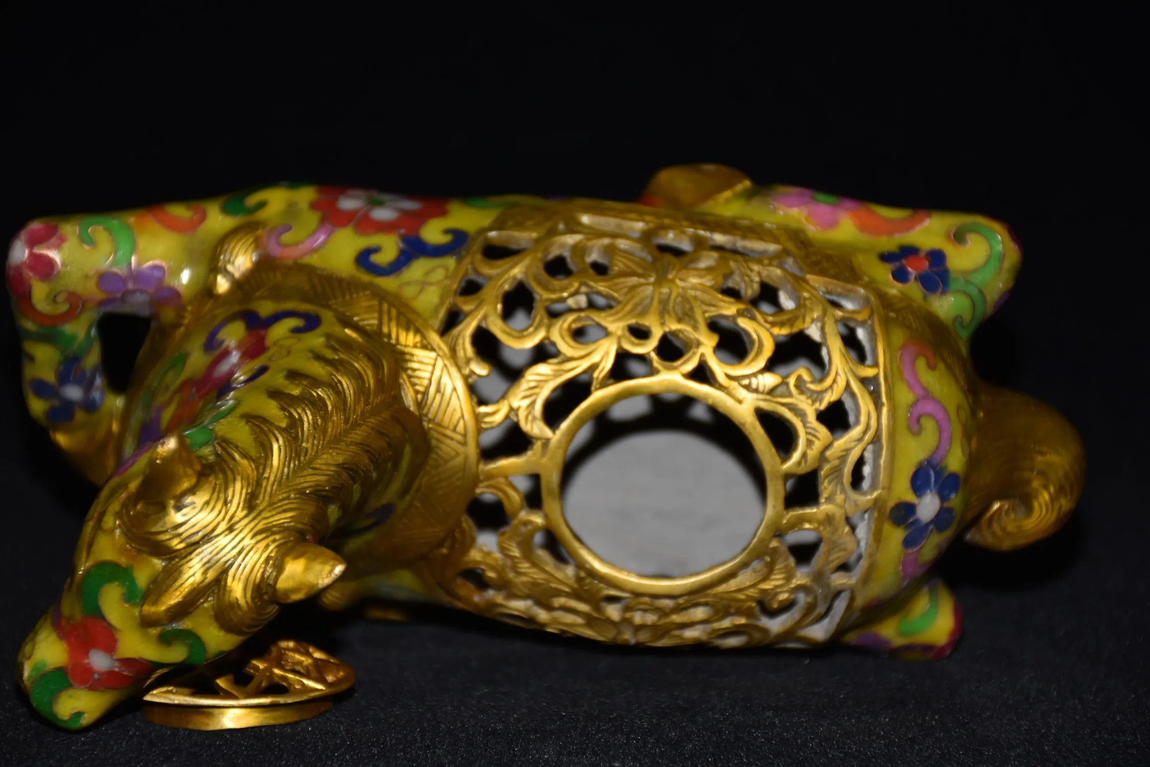 Тибетский храм 7 дюймов статуя со знаками Зодиака лошадь курильница орнамент