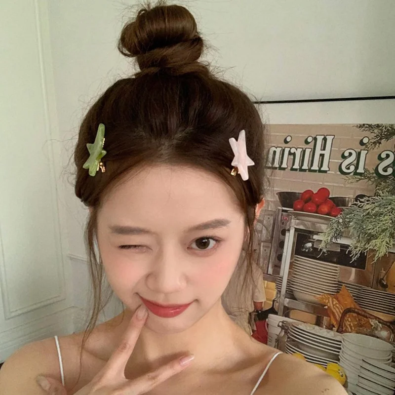 1/2 шт. акриловые заколки для волос со звездами Y2k девочек милые нестандартные