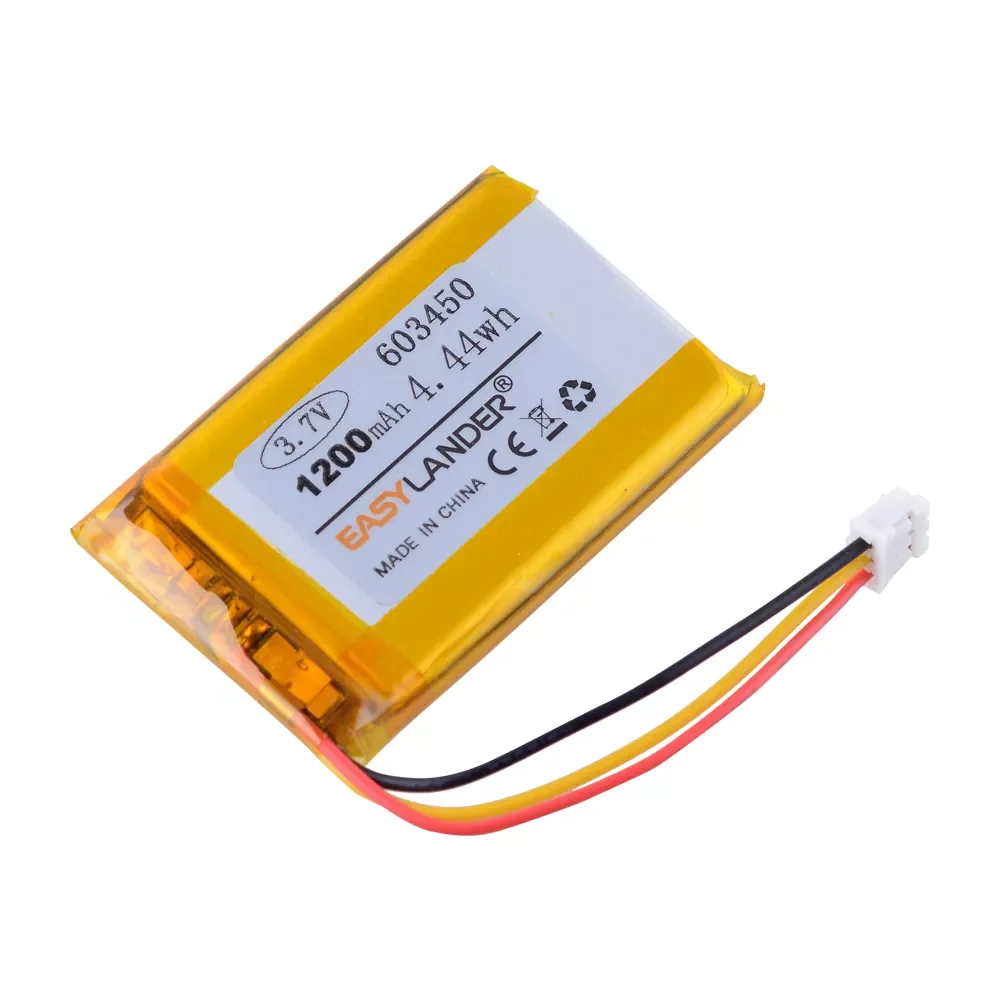 

JST PH 2.0mm 3pin 3.7V 1200mAh 603450 Lithium Polymer LiPo Rechargeable Battery replacement for HS70 Corsair headset