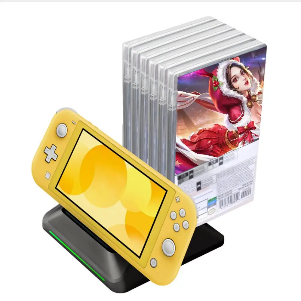 

Durable Charging Dock Classic Delicate Texture Portable Charging Stand Base w/Disc Storage Fit for Nintend Switch Lite Console