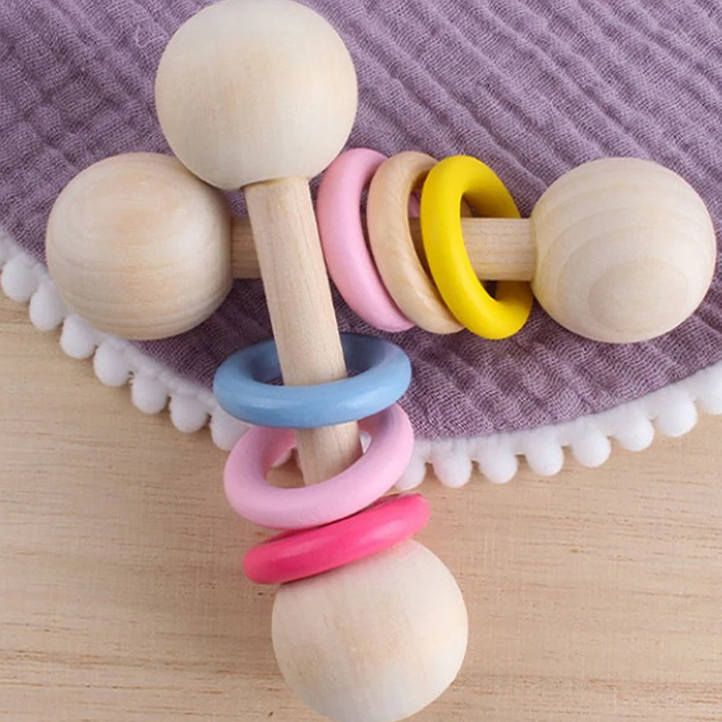 Let's Make Baby Beech Wooden Rattle 1pc Hemu Rattle Soother Teether Molar Toy Safe Without FPA Musical Chew Montessori Toys