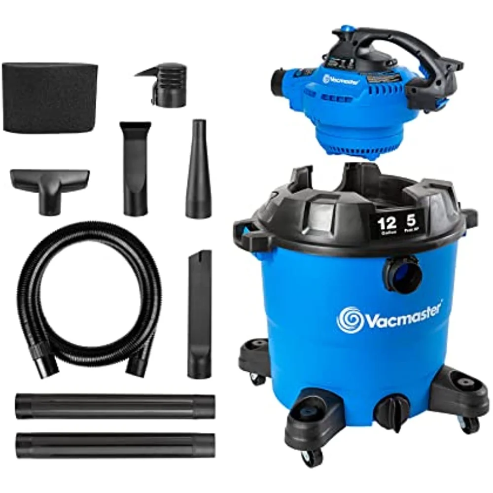 VBV1210, 12-Gallon* 5 Peak HP** Wet/Dry Shop Vacuum with Det