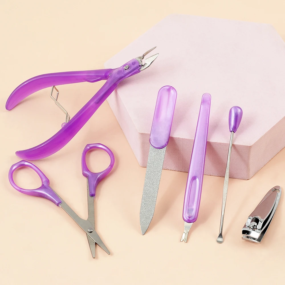 

6 pcs/ set Manicure Set Pedicure Sets Quality Stainless Steel Nail Clippers Scissor Cuticle Nipper Nail kit Accessories and Tool