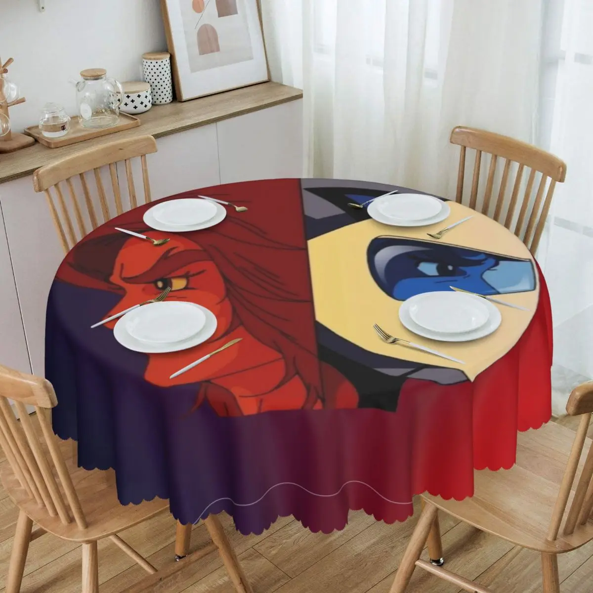 

Goldrake Actarus Round Tablecloths 60 Inches UFO Robot Grendizer Table Covers for Parties Table Cloth