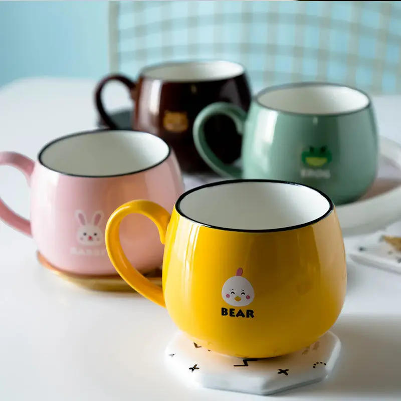 

Coffee Cup 410ml Big Capacity Cute Cartoon Children Ceramic Mug Creative Animal Ceramic Cofffe Mug Student Milk Mug Children Mug