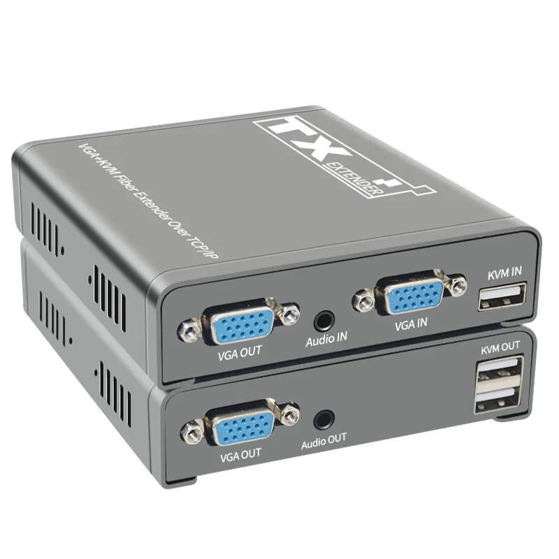 

20Km VGA Fiber KVM Extender VGA Over Fiber Optic SC Singlemode 1080P VGA Fiber Optical Extender with USB Sharing keyboard mouse