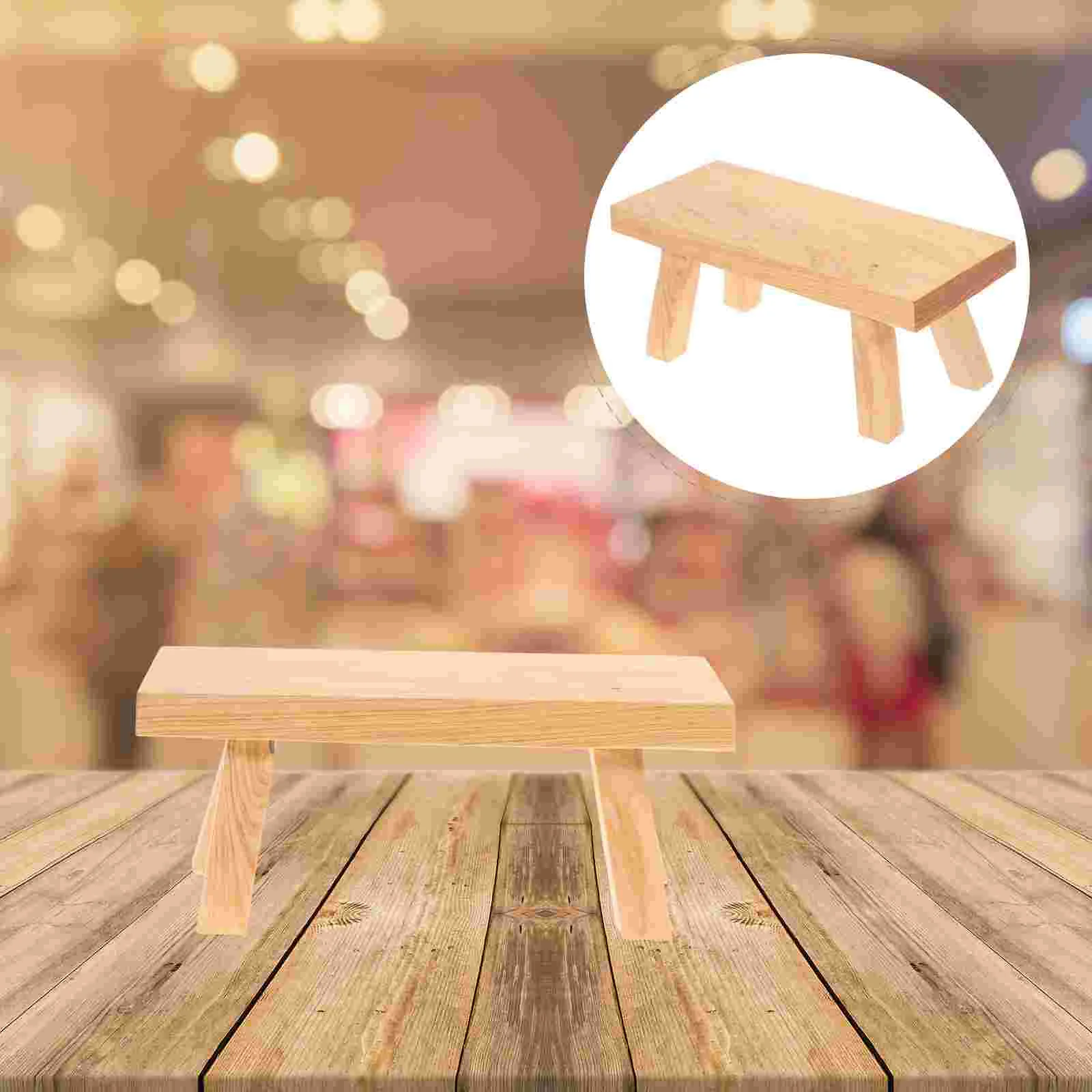 

Wooden Display Stool Square Ottoman Planter Holder Teapot Ornament Small Bench Decoration Stand Small Step Stool