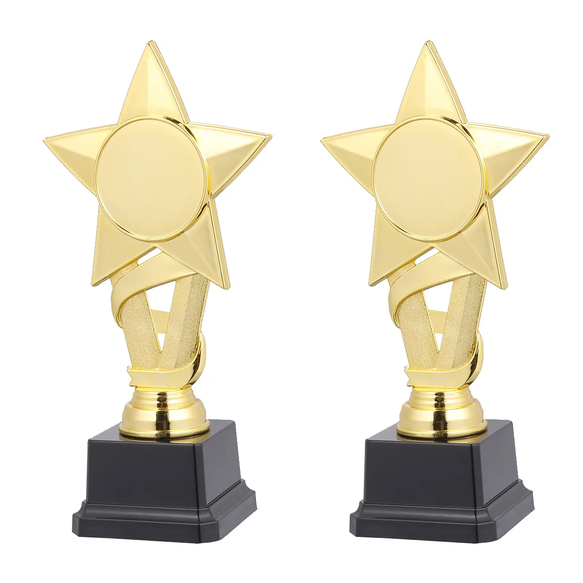 

2pcs 20cm Competitions Plastic Trophy Kids Ribbon Star Reward Trophy Creative Activity Award Cup
