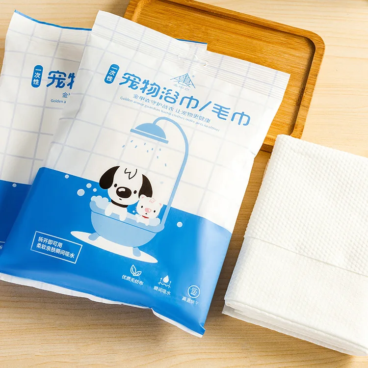

Pet disposable bath towel, large cat and dog wipe, water absorbing bathrobe, independent packaging, pure cotton bath towel