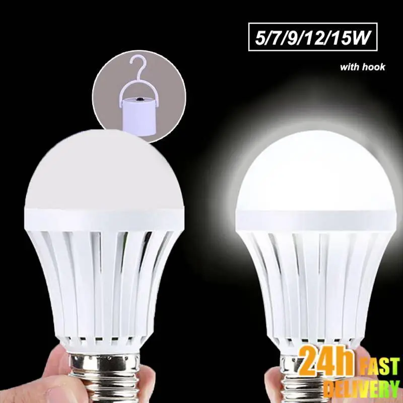 

E27 Smart LED Light Portable Emergency Light Lantern Hook Outdoor Tent Lamp BBQ Fishing Camping Lighting Bulb 5/7/9/12/15W
