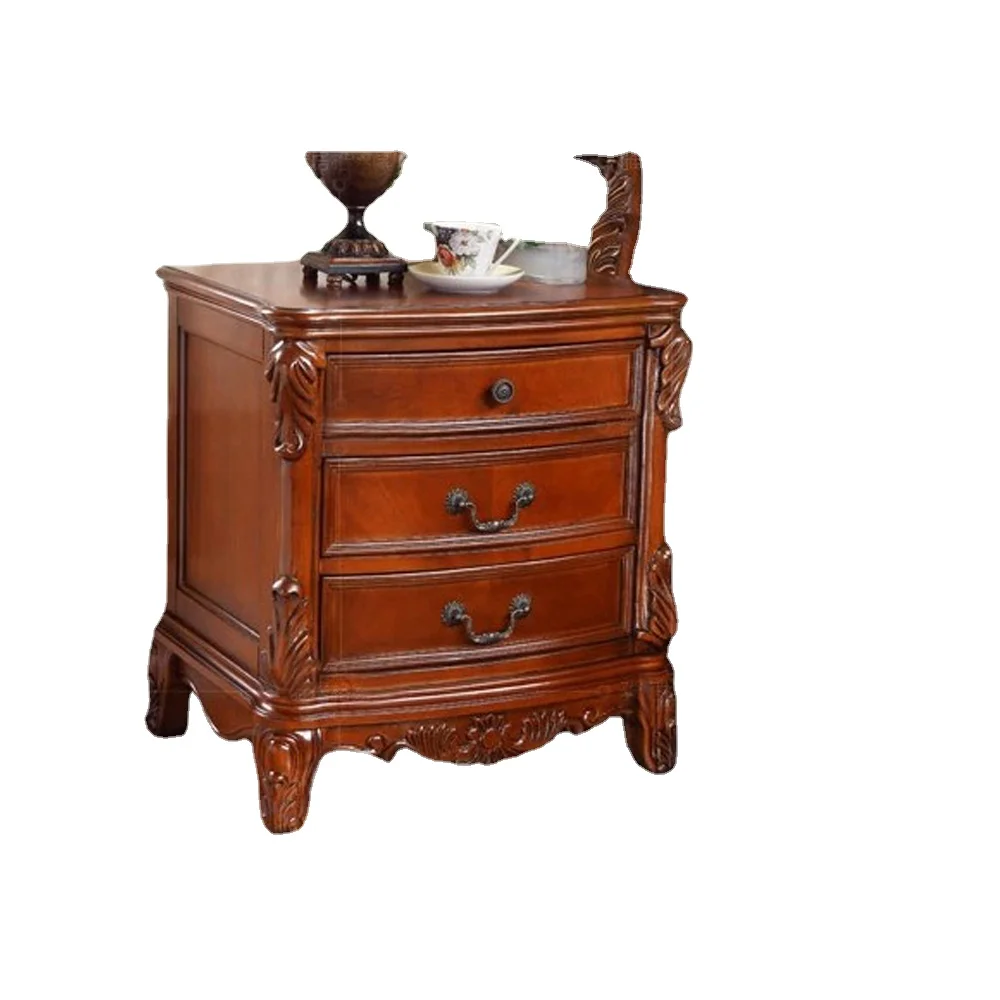 

Italian Royal Wooden Bedroom Furniture,Luxury Upholstered Canopy Bed with Night Stands A62