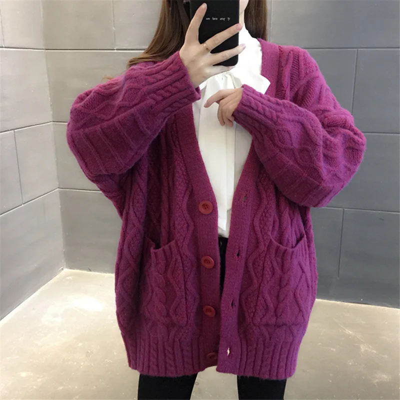 

Женский трикотажный кардиган с V-образным вырезом, с длинным рукавом